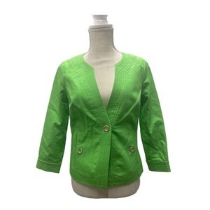 NEW NWT Talbots Grace Fit Collarless V-Neck Blazer Gold Buttons Size 2